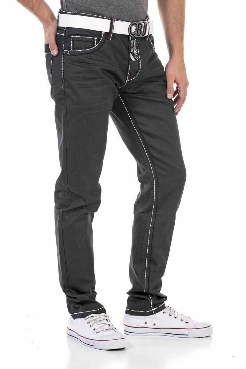 CD710 Men's Straight Fit Jeans with trendy contrast stitching