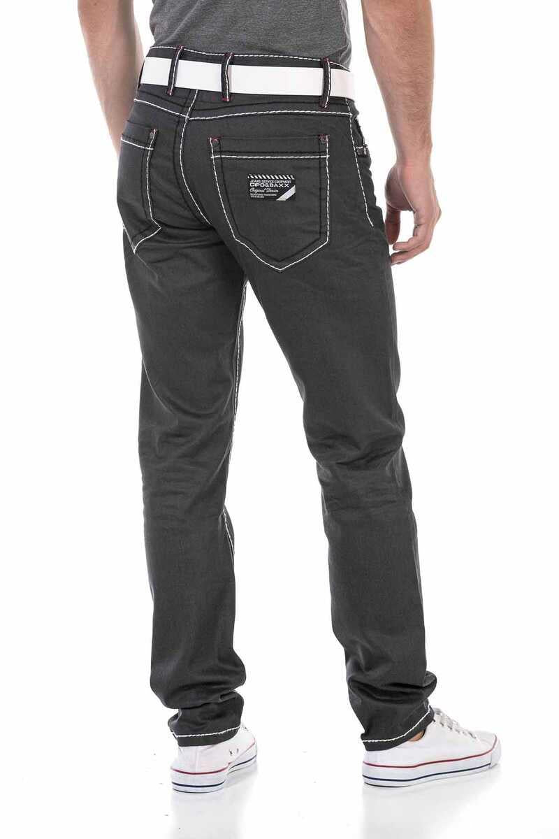 CD710 Men's Straight Fit Jeans with trendy contrast stitching