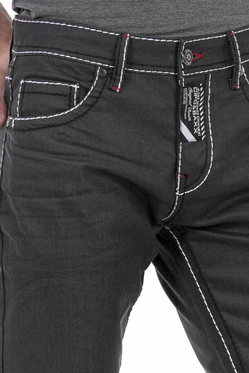 CD710 Men's Straight Fit Jeans with trendy contrast stitching