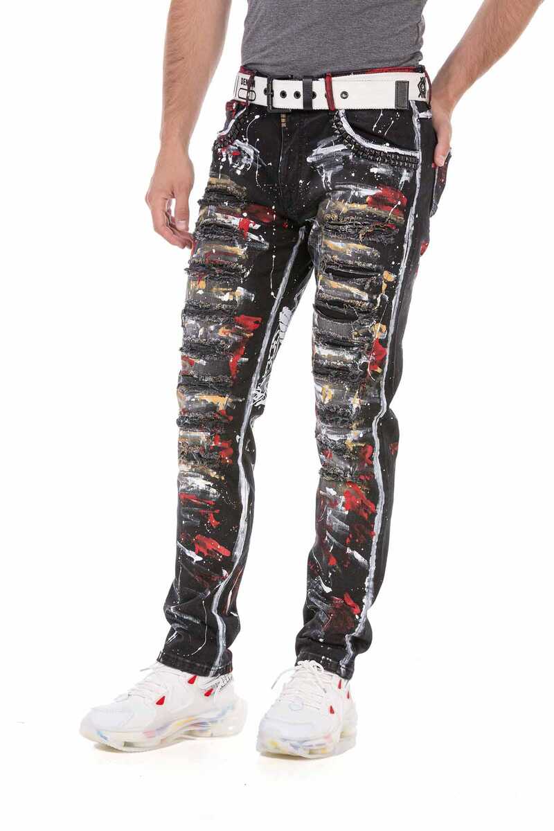 CD715 Men's straight jeans in a cool street style