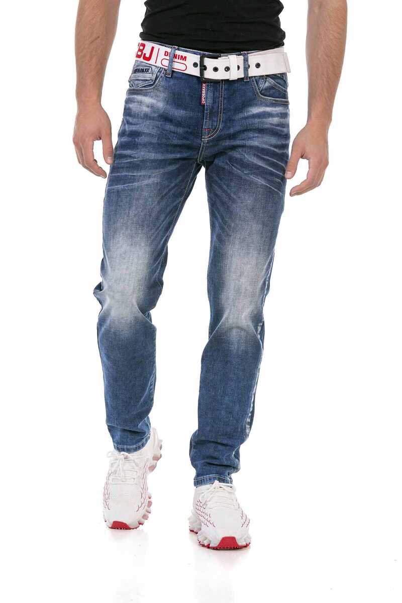 CD717 Men's slim-fit jeans with great embroidery