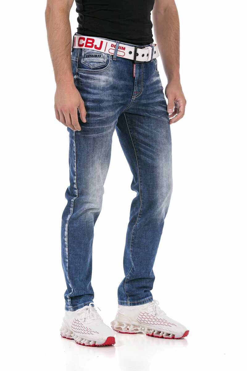 CD717 Men's slim-fit jeans with great embroidery