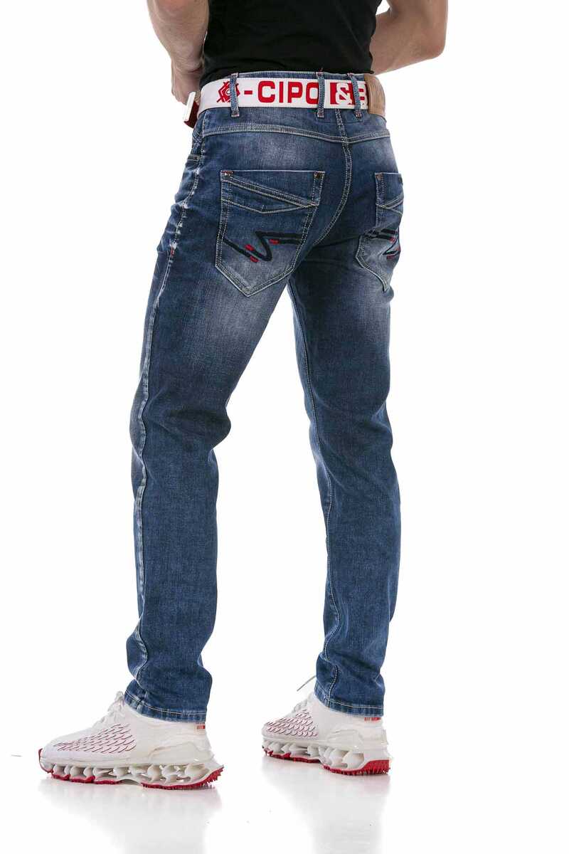 CD717 Men's slim-fit jeans with great embroidery