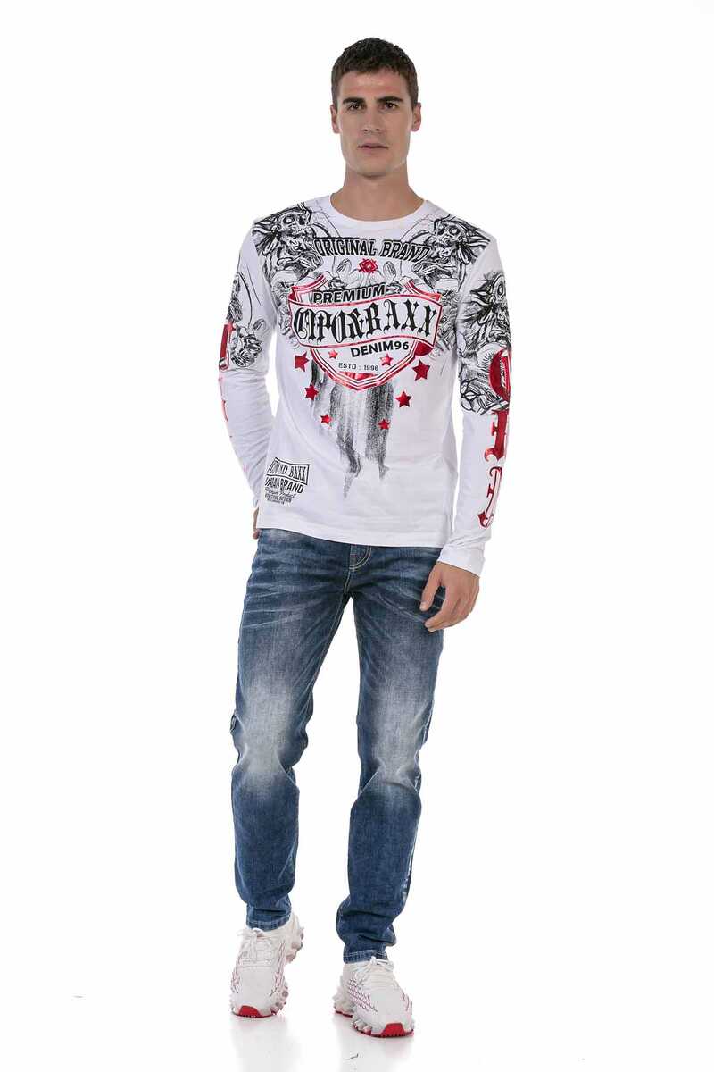 CD717 Men's slim-fit jeans with great embroidery