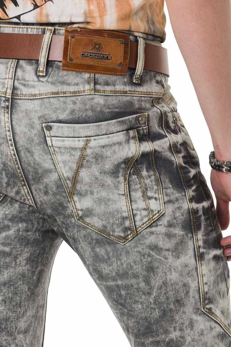 CD718 Men's straight jeans with wide decorative seams