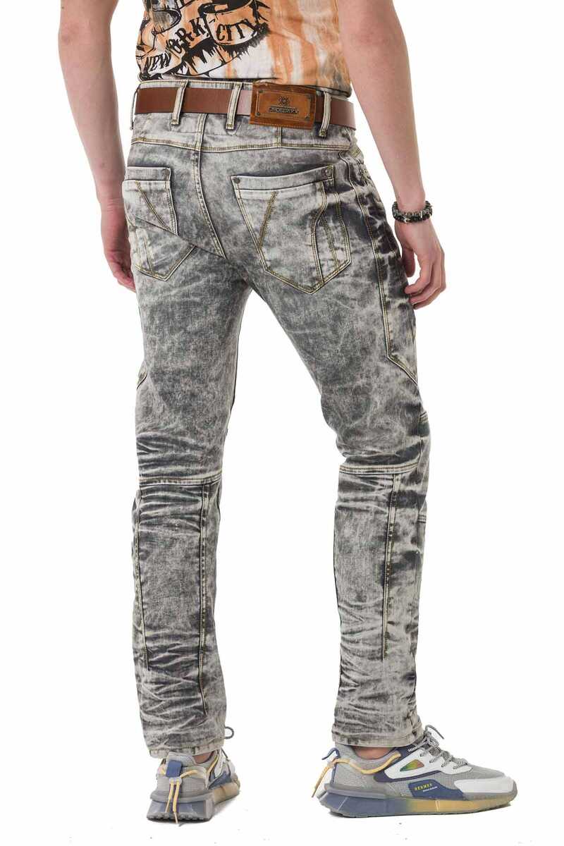 CD718 Men's straight jeans with wide decorative seams
