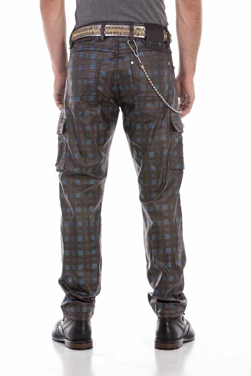 CD721 Men's straight jeans with a casual check pattern