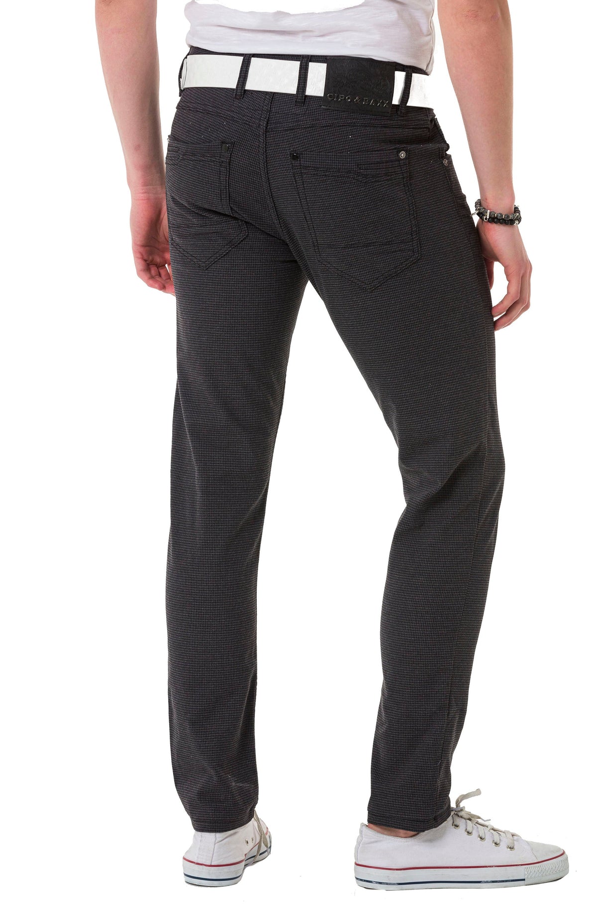 CD724 Men's basic trousers with a subtle check pattern