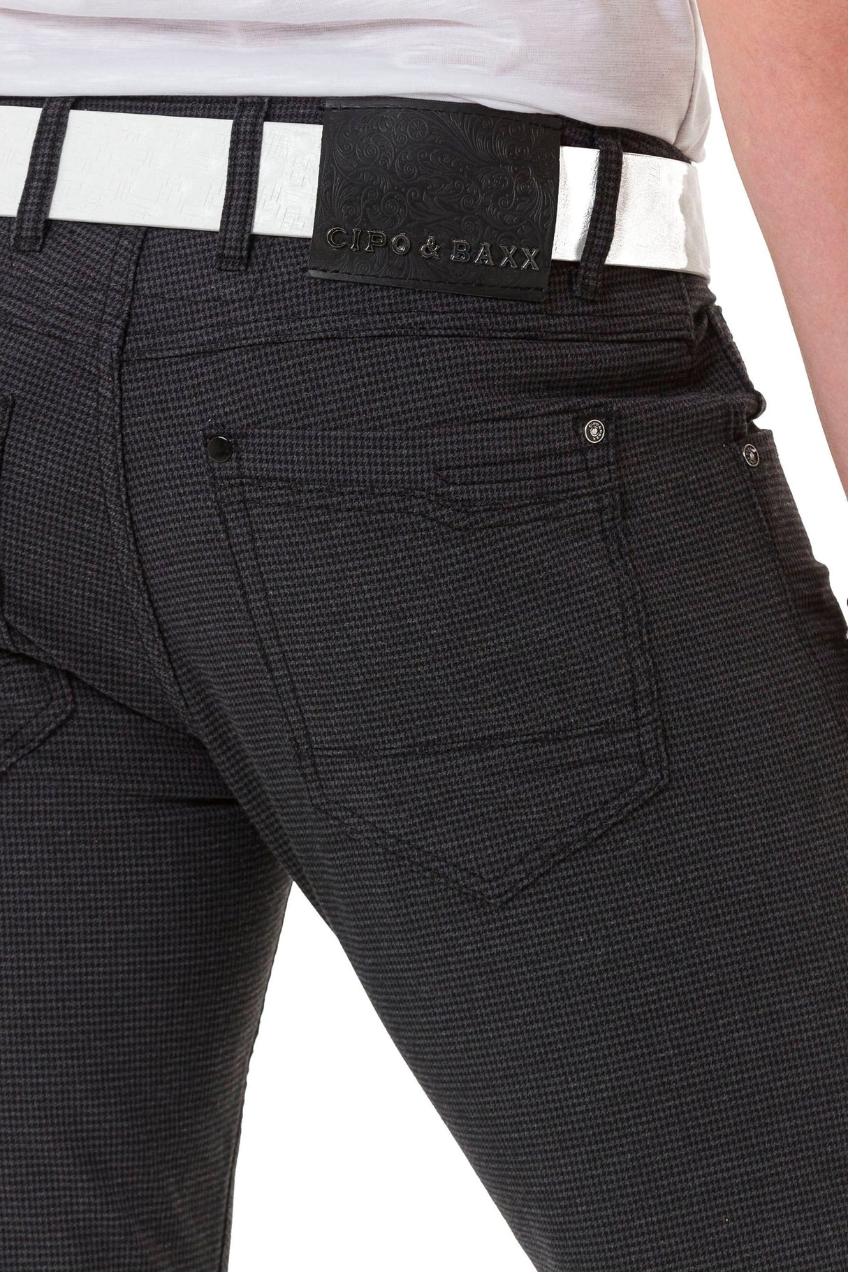 CD724 Men's basic trousers with a subtle check pattern
