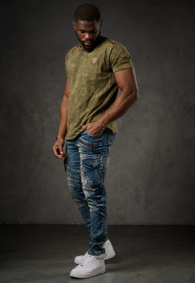 CD780 Men's Straight Jeans with trendy cargo pockets