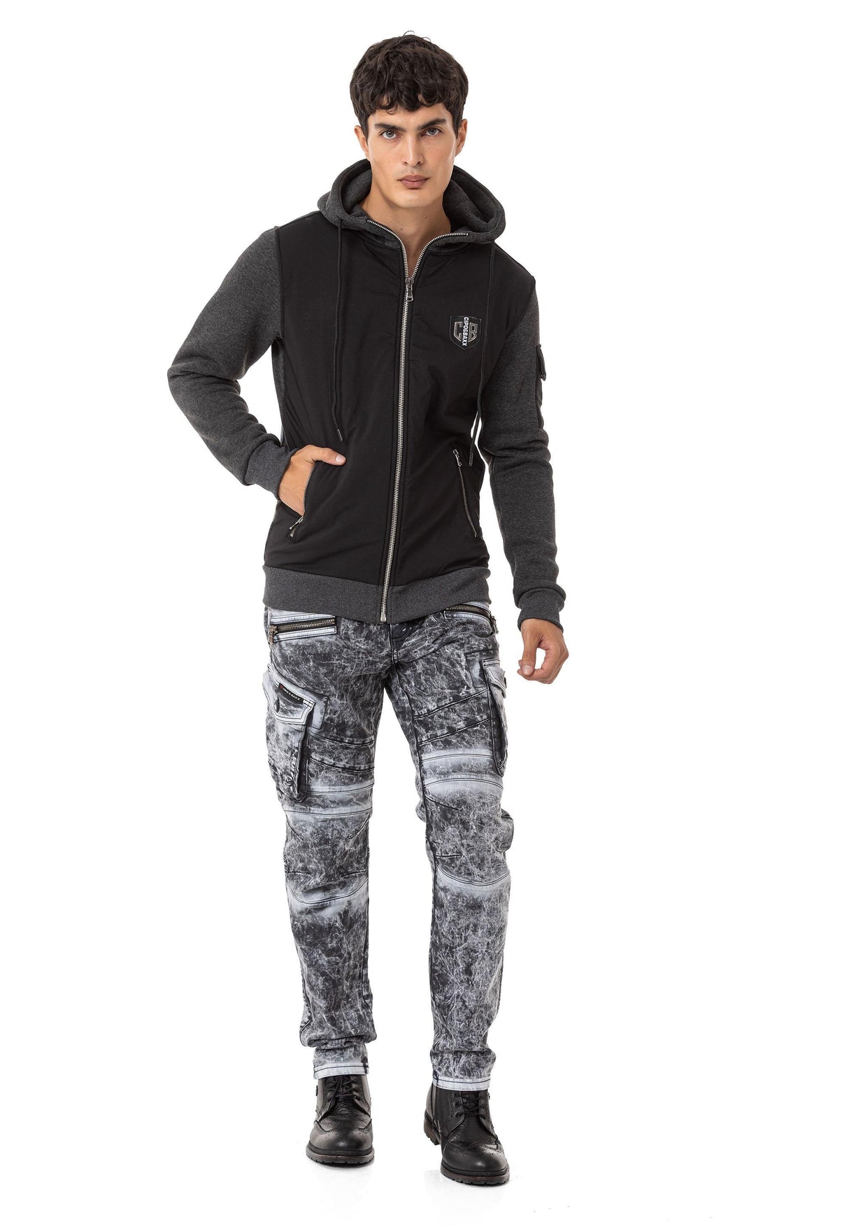 CD780 Men's Straight Jeans with trendy cargo pockets