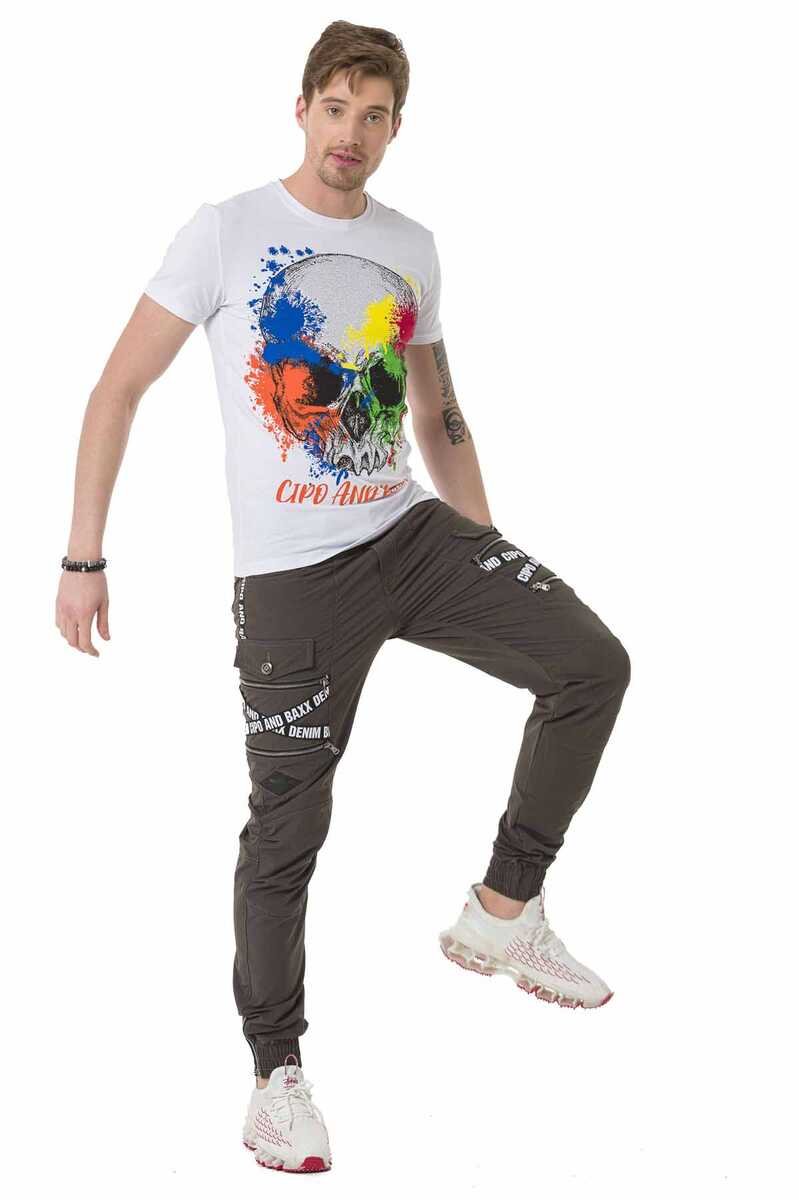 CD786 Men's cargo trousers with trendy brand lettering