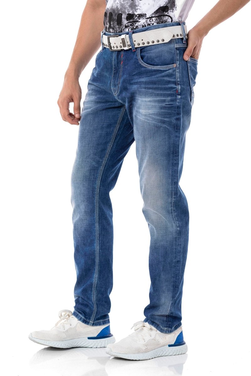 CD796 Men's slim-fit jeans trousers in a casual look with subtle thick seams