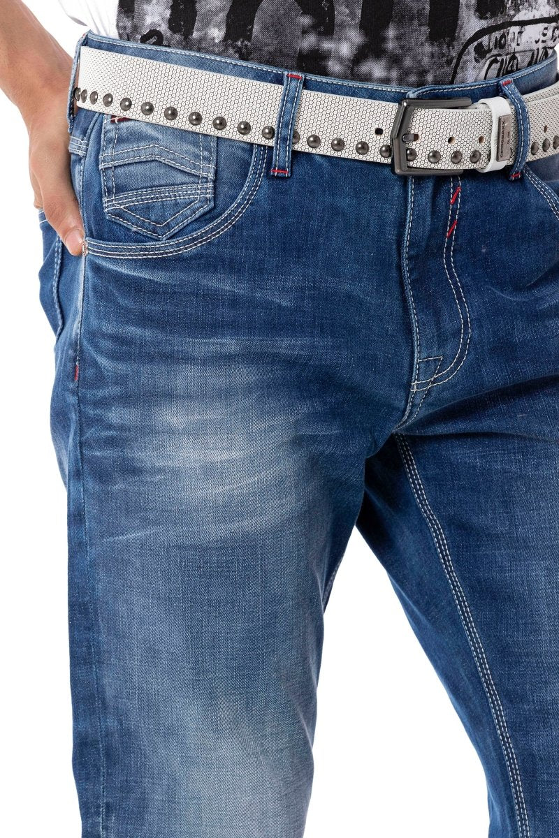 CD796 Men's slim-fit jeans trousers in a casual look with subtle thick seams