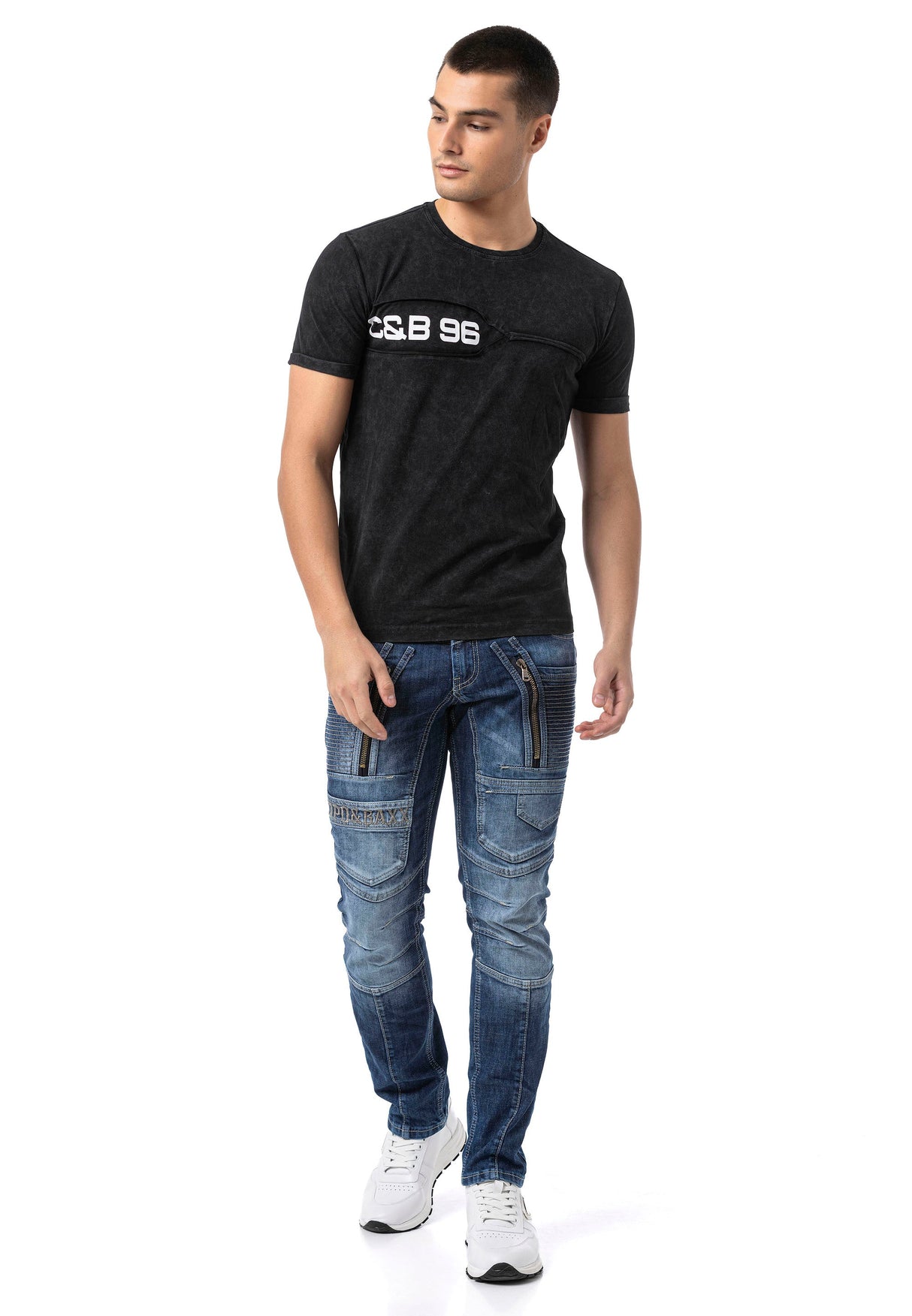 CD844 Straight Fit Jeans with Zipper