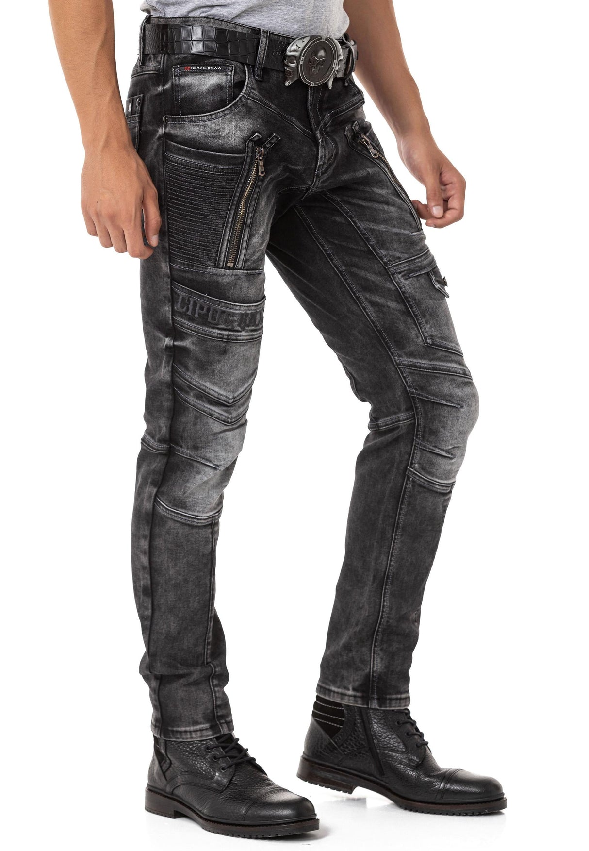 CD844 Straight Fit Jeans with Zipper