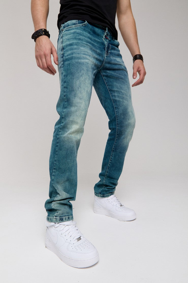 CD860 Men's Jeans – Straight Fit in Teal and Brown