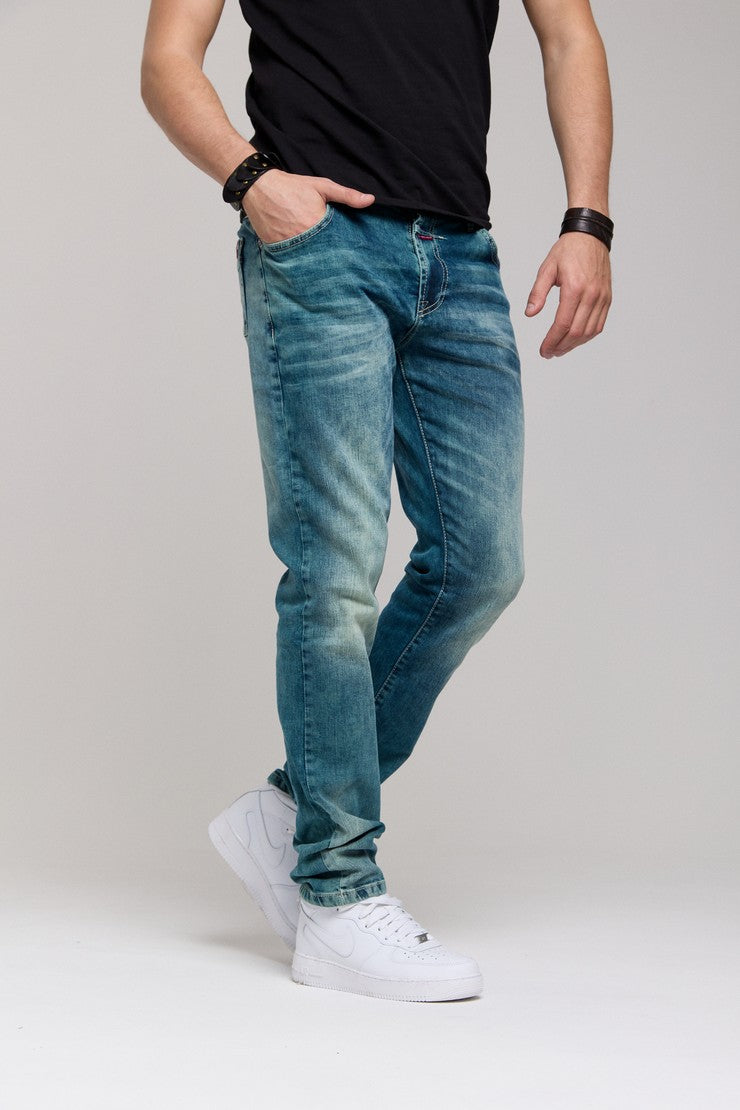CD860 Men's Jeans – Straight Fit in Teal and Brown