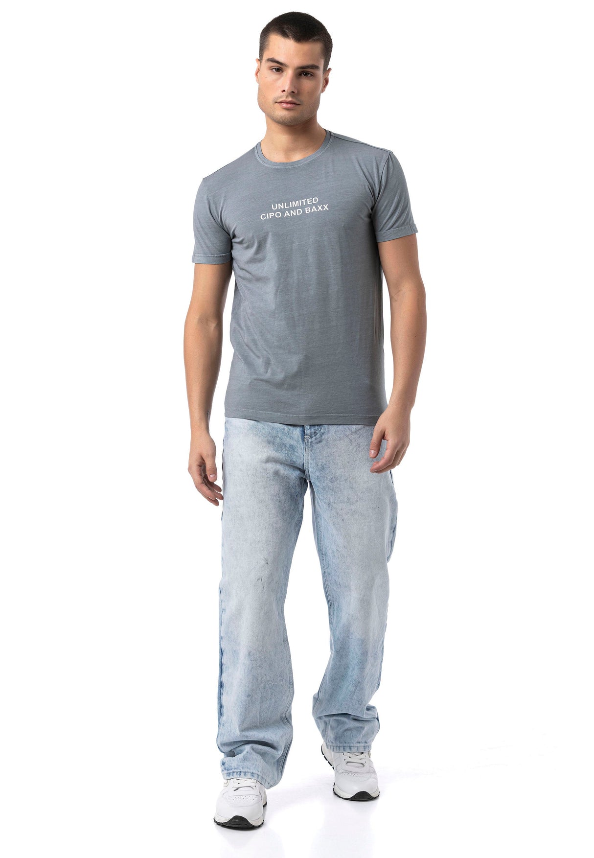CD903 Baggy fit jeans with zipper