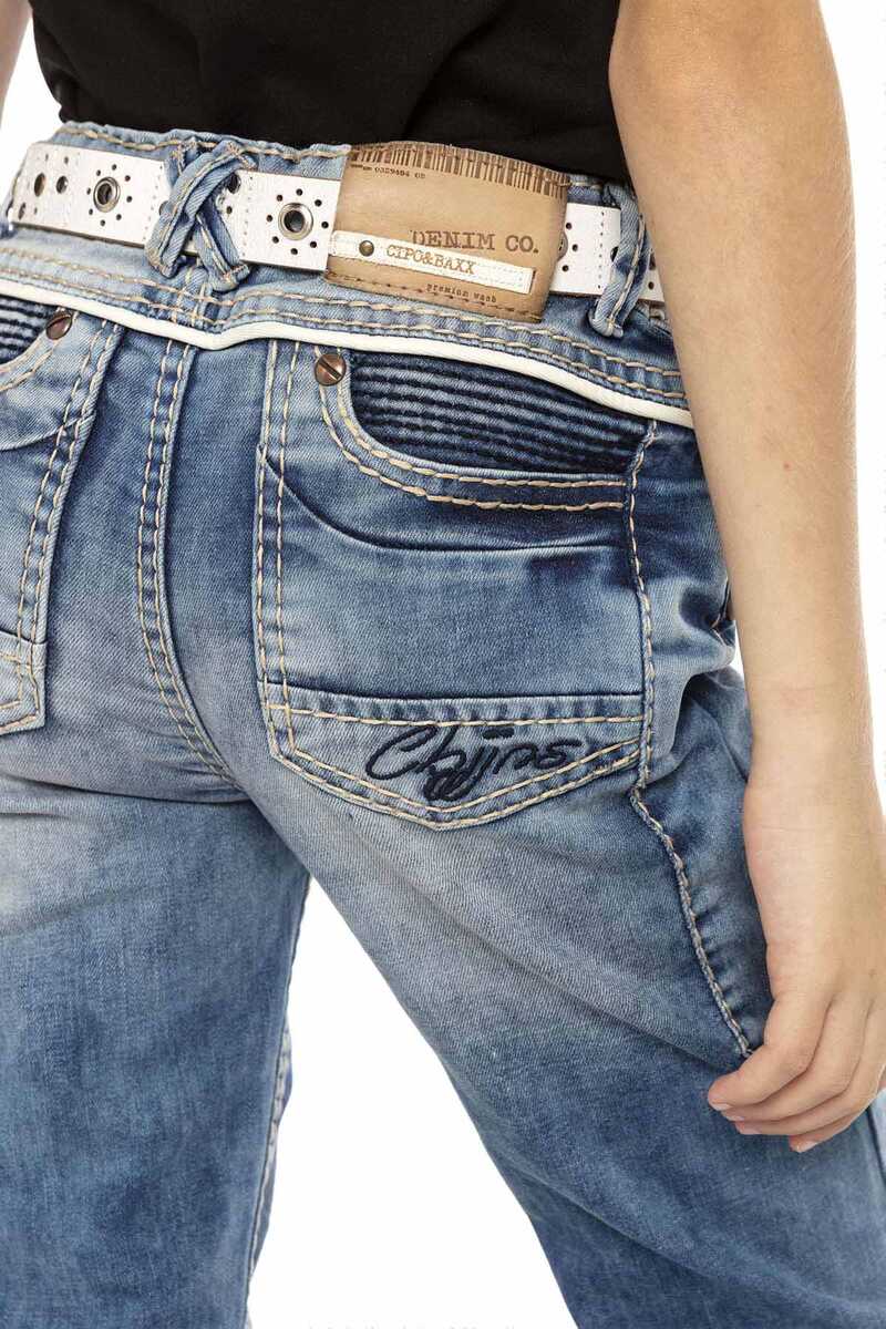 CDK109 Boys' Jeans – Regular Fit in Blue with Ripped Details & Contrast Stitching | Cool Denim Trousers for School & Leisure