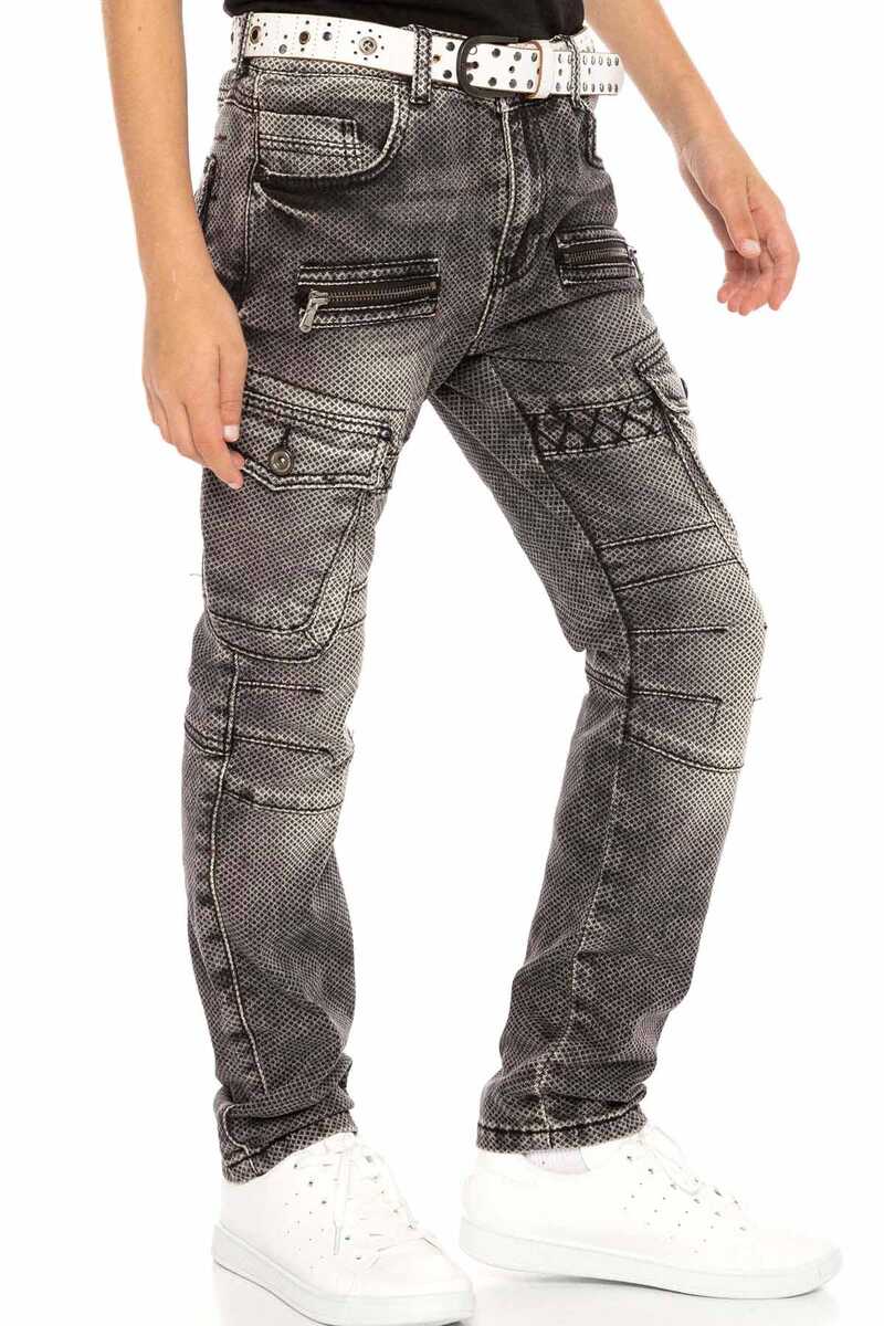 CDK111 – Regular fit in grey with a used look and decorative stitching | Stylish children's jeans for everyday wear and leisure