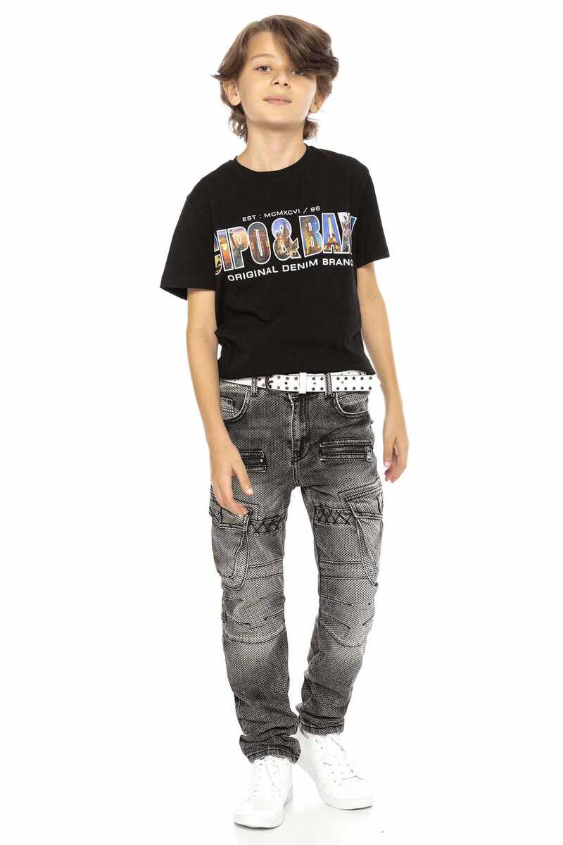 CDK111 – Regular fit in grey with a used look and decorative stitching | Stylish children's jeans for everyday wear and leisure
