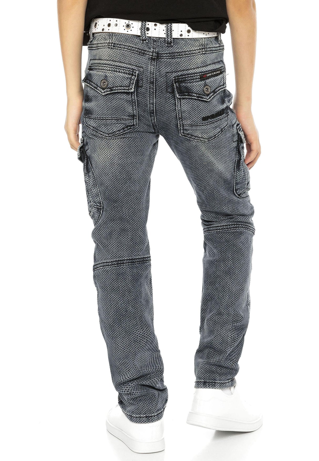 CDK111 – Regular fit in grey with a used look and decorative stitching | Stylish children's jeans for everyday wear and leisure