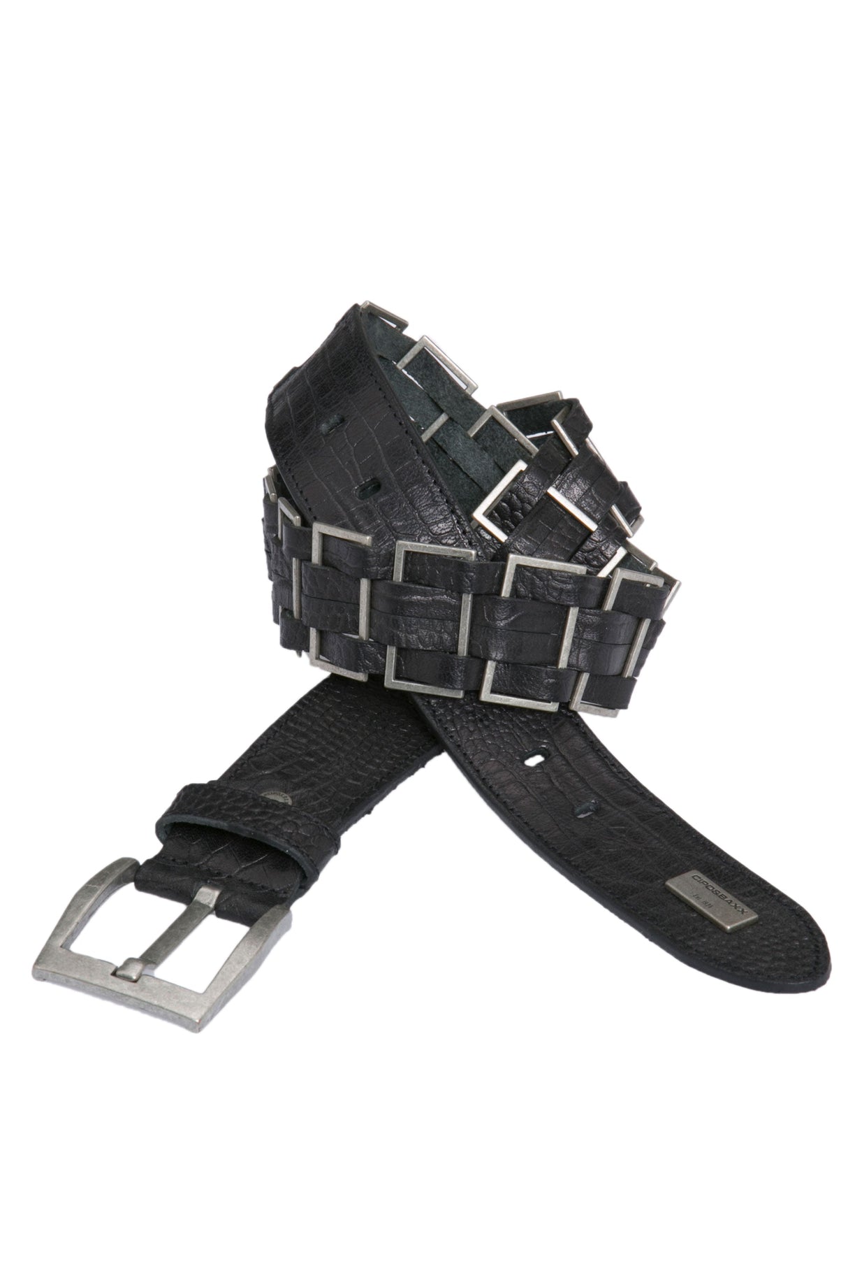 CG144 Men's Leather Belt with Fashionable Metal Elements