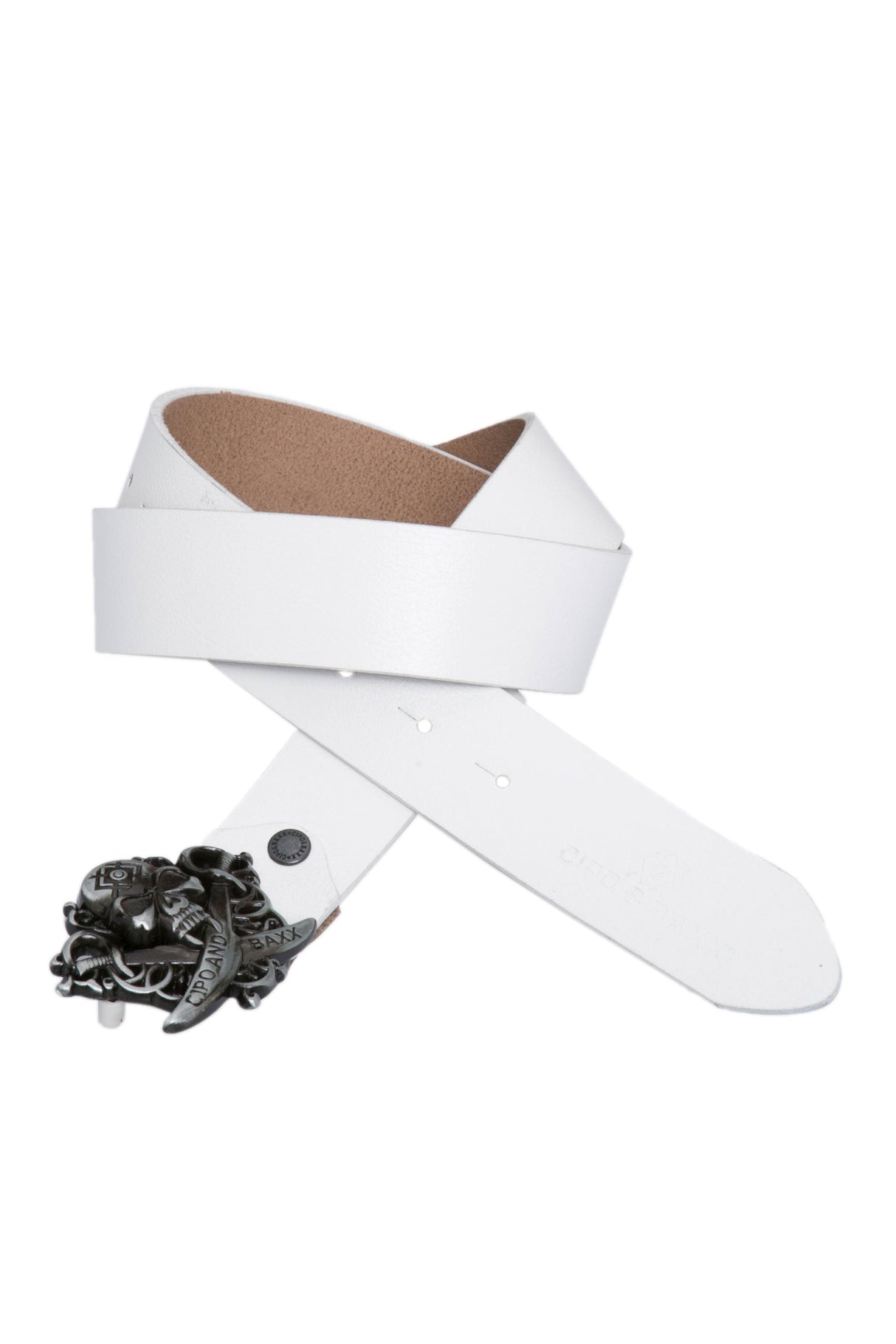 CG146 Men's Leather Belt with Cool Skull Buckle