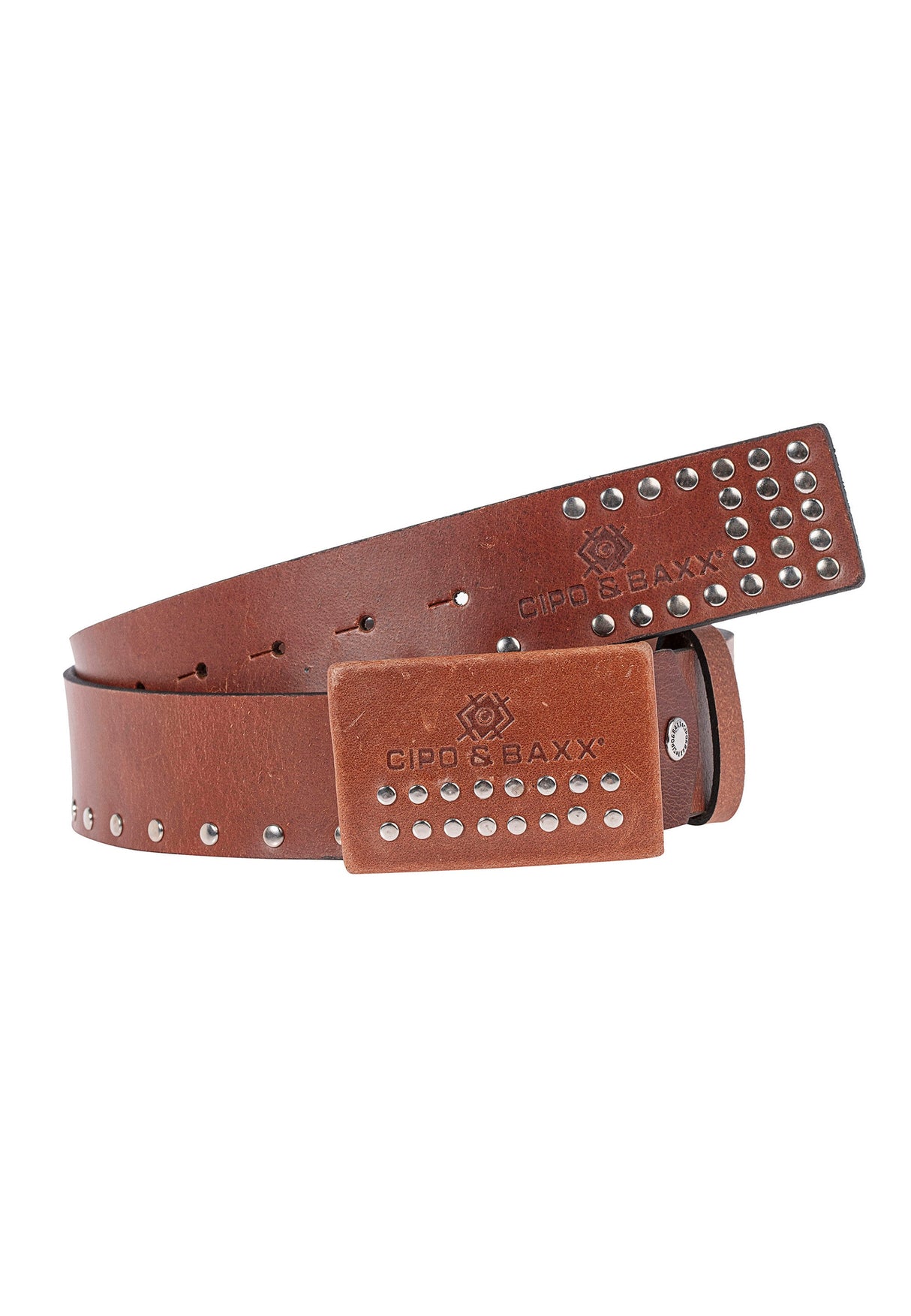 CG163 Men's leather belt with stud trim