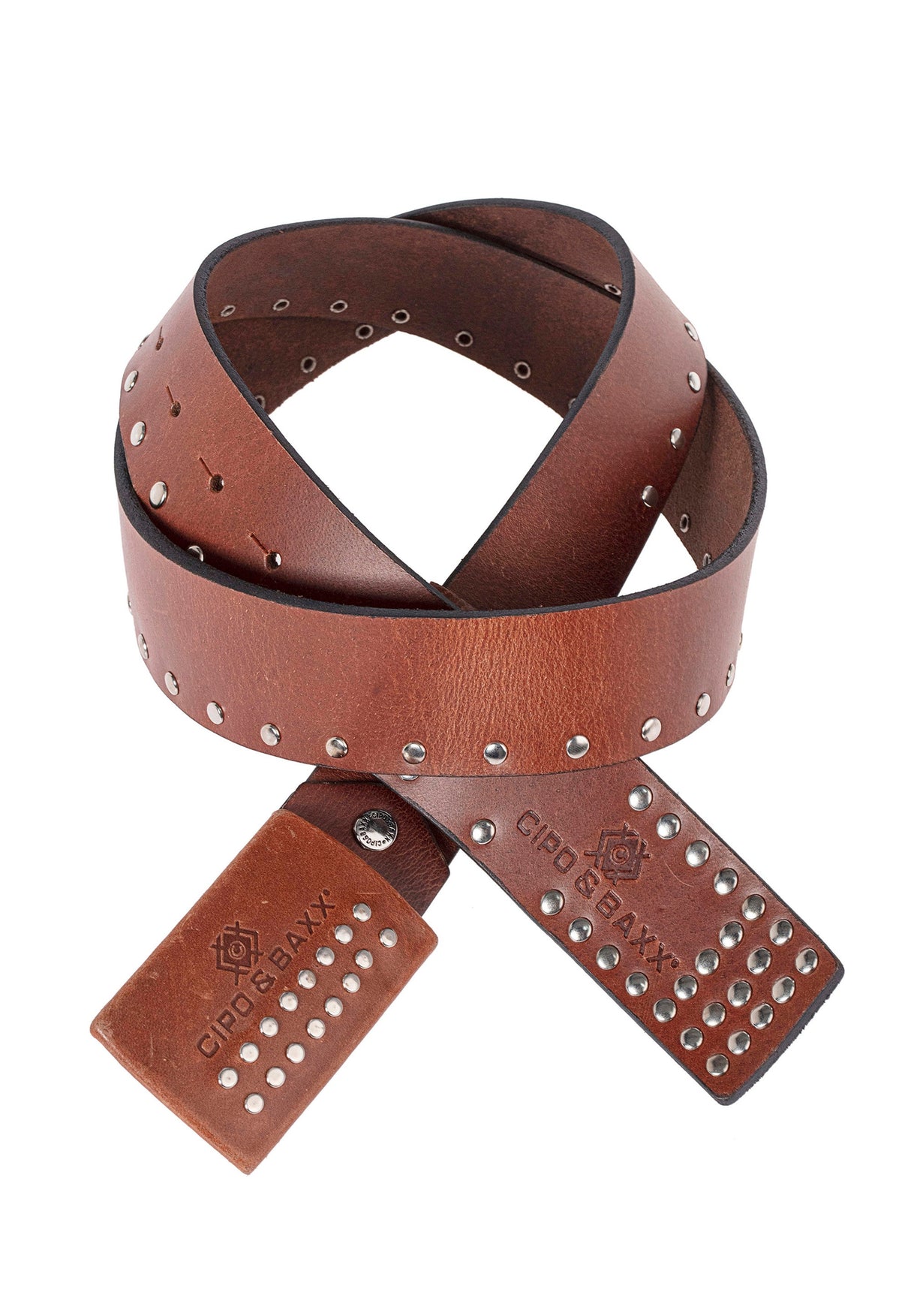 CG163 Men's leather belt with stud trim