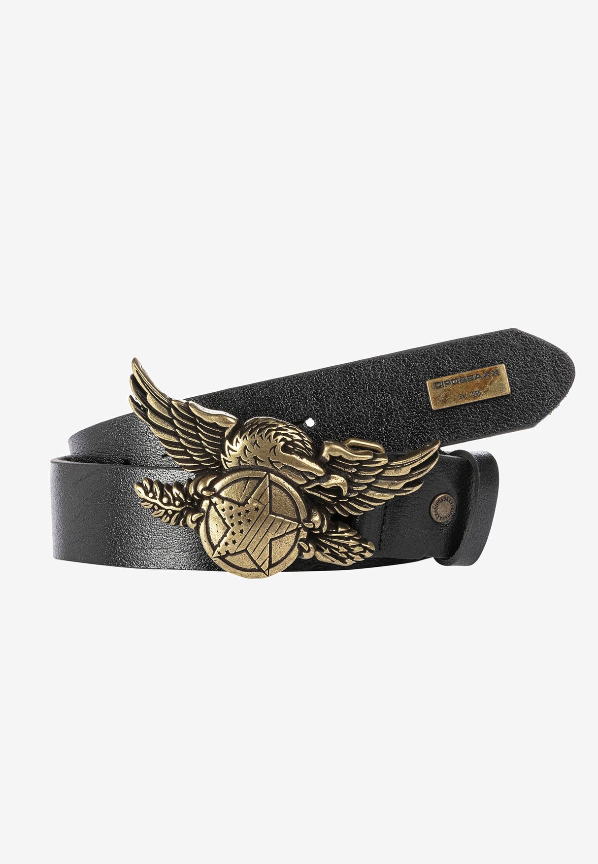 CG169 Men's leather belt with elaborate metal buckle