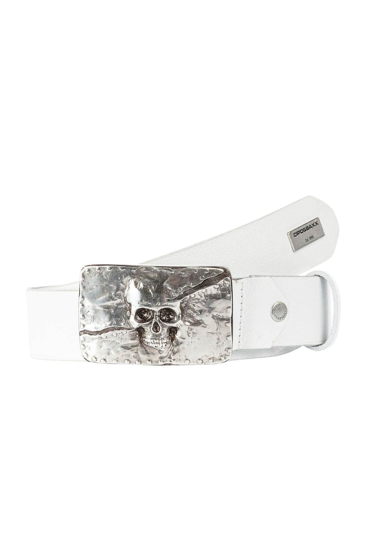 CG170 Men's leather belt with stylish skull motif