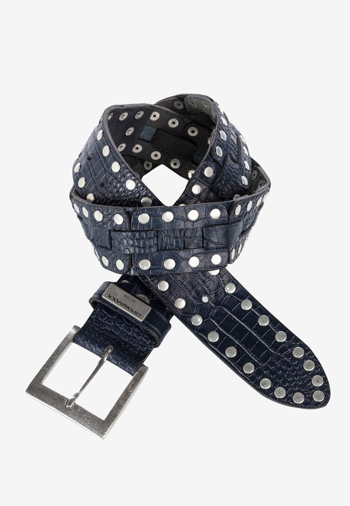 CG175 Men's leather belt with embossing and rivets