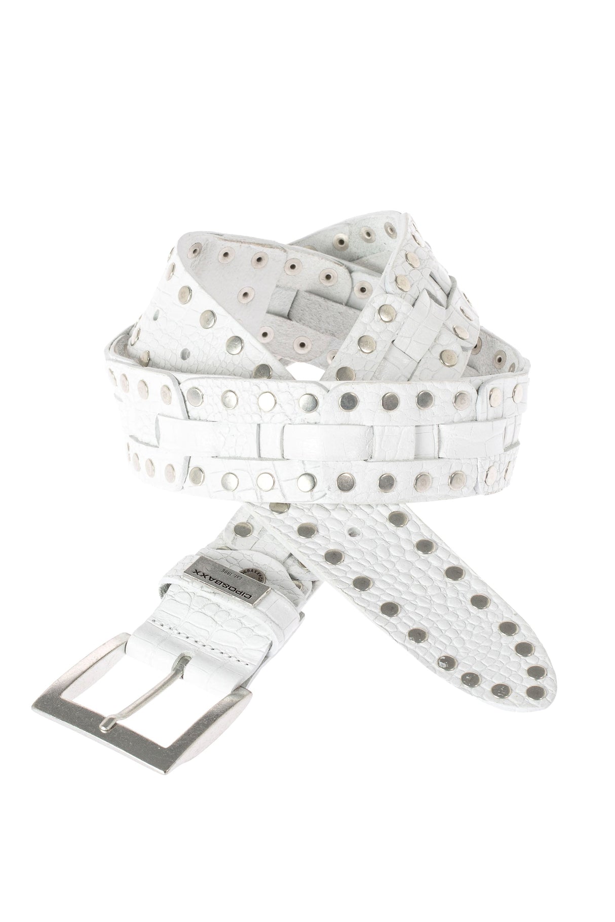 CG175 Men's leather belt with embossing and rivets