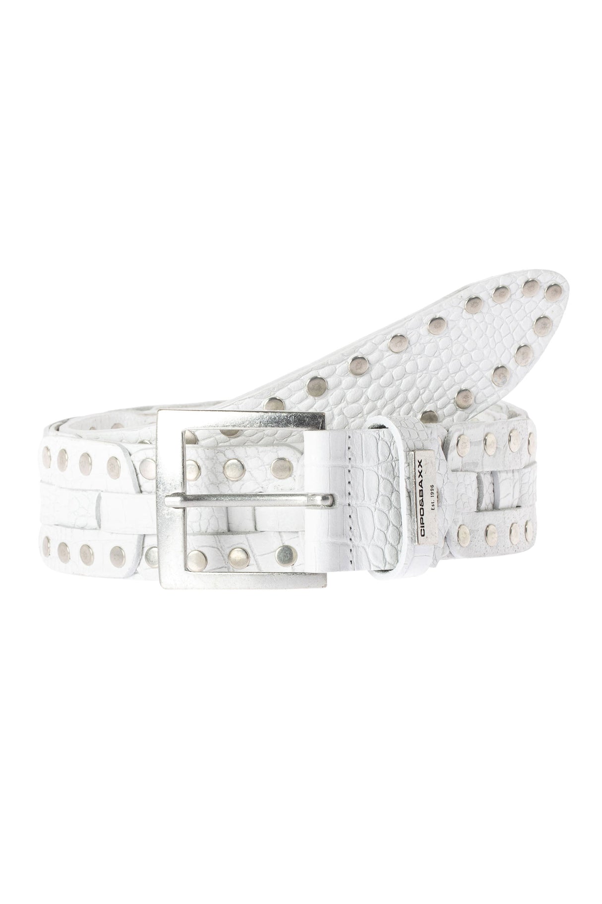 CG175 Men's leather belt with embossing and rivets