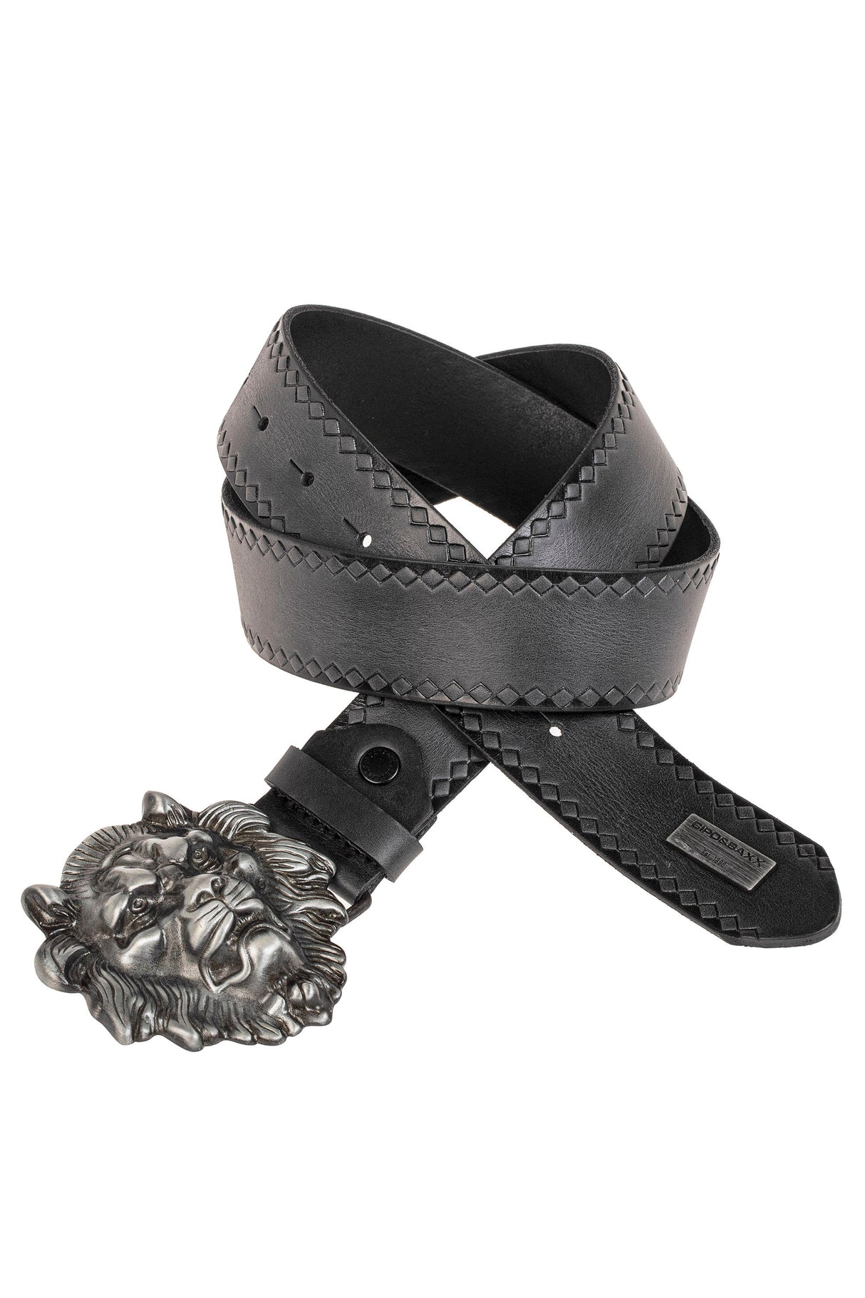 CG196 Men's belt with striking lion's head buckle