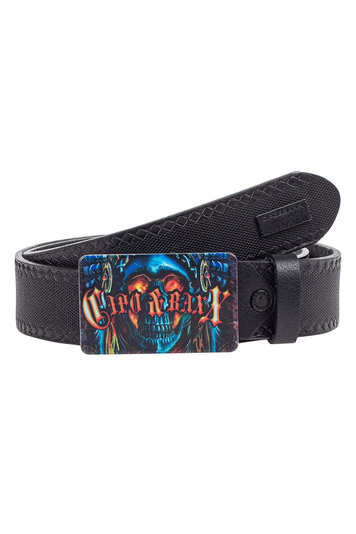 CG205 Men's belt with colorful rectangular skull motif