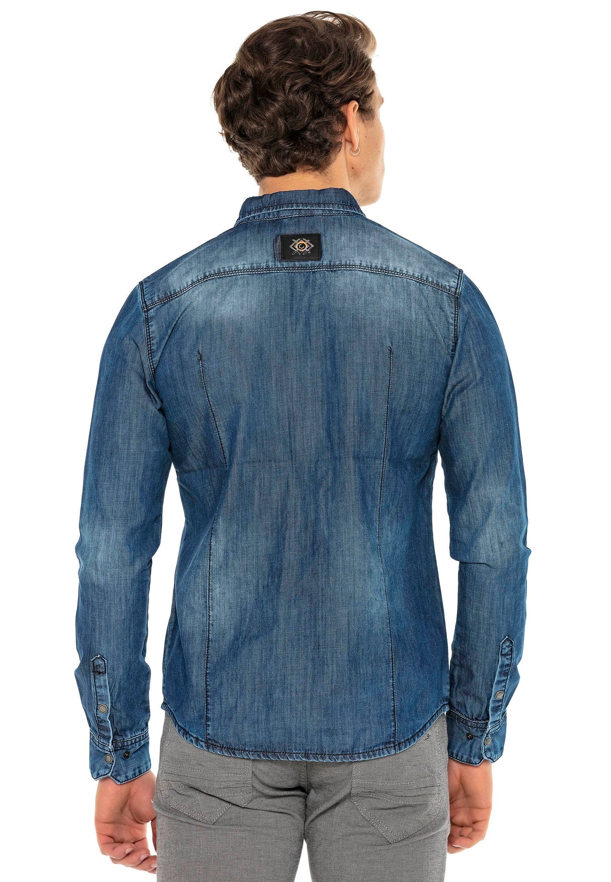CH165 Men's denim shirt with practical snap buttons