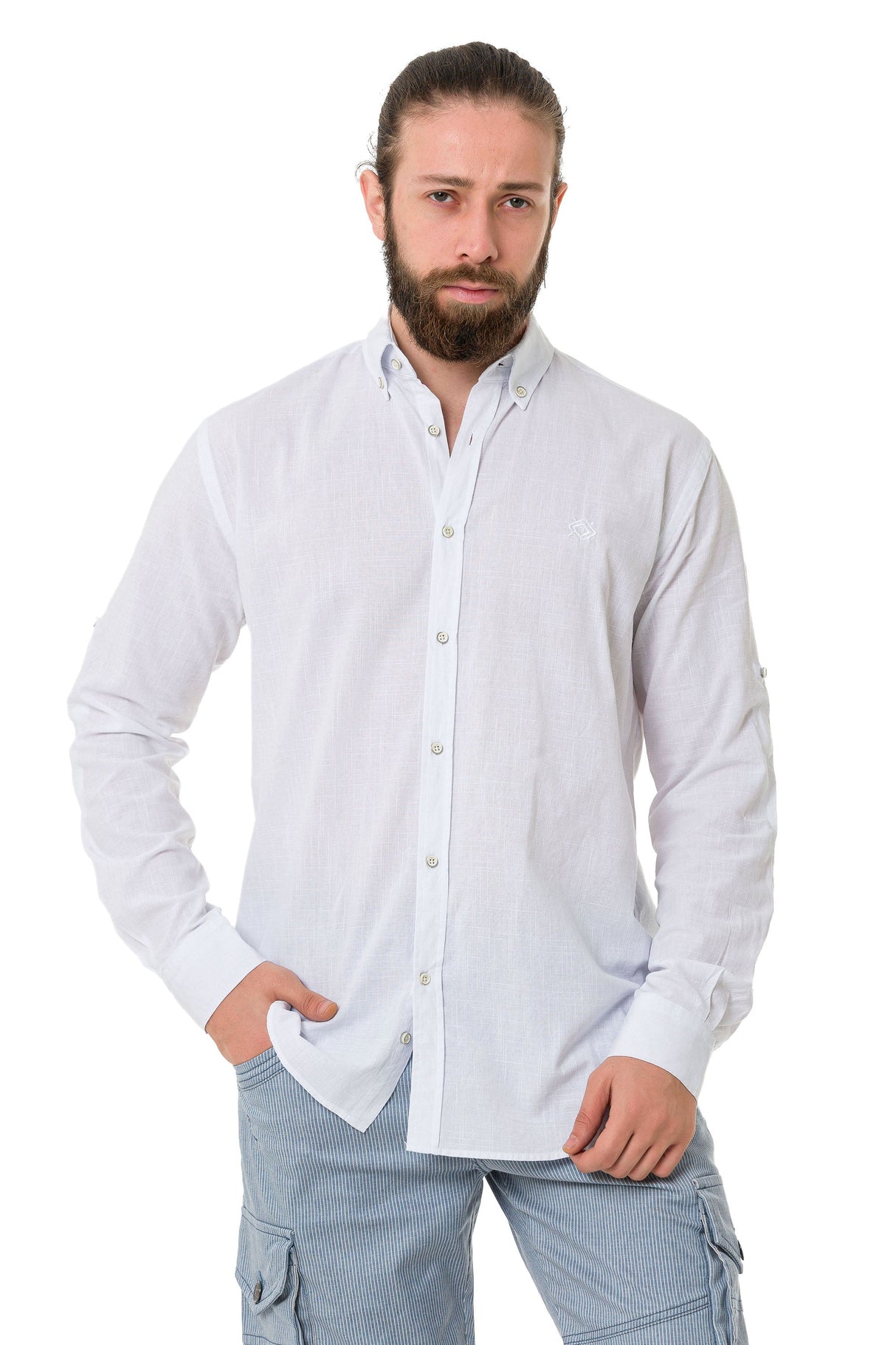 CH199 Men's long-sleeved shirt with a trendy classic look