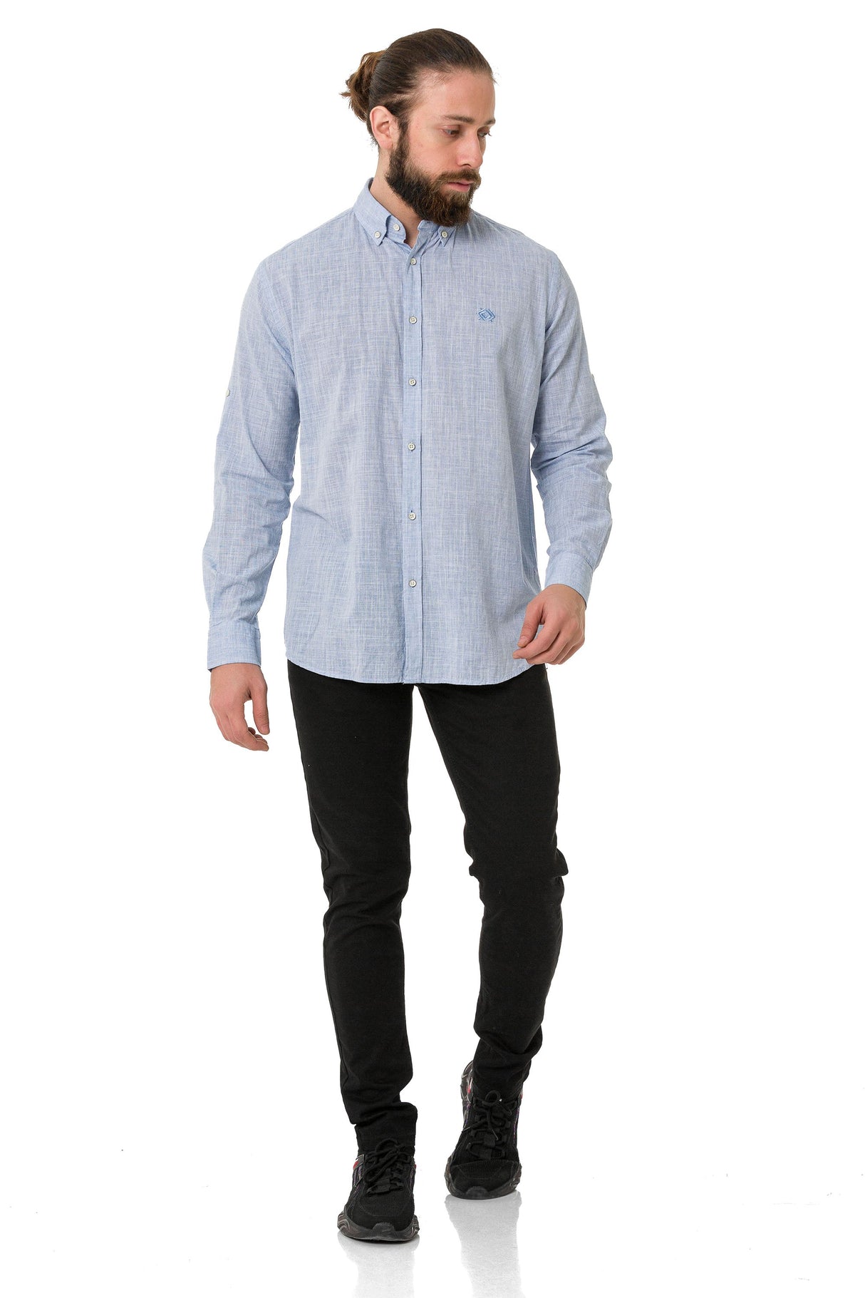 CH199 Men's long-sleeved shirt with a trendy classic look