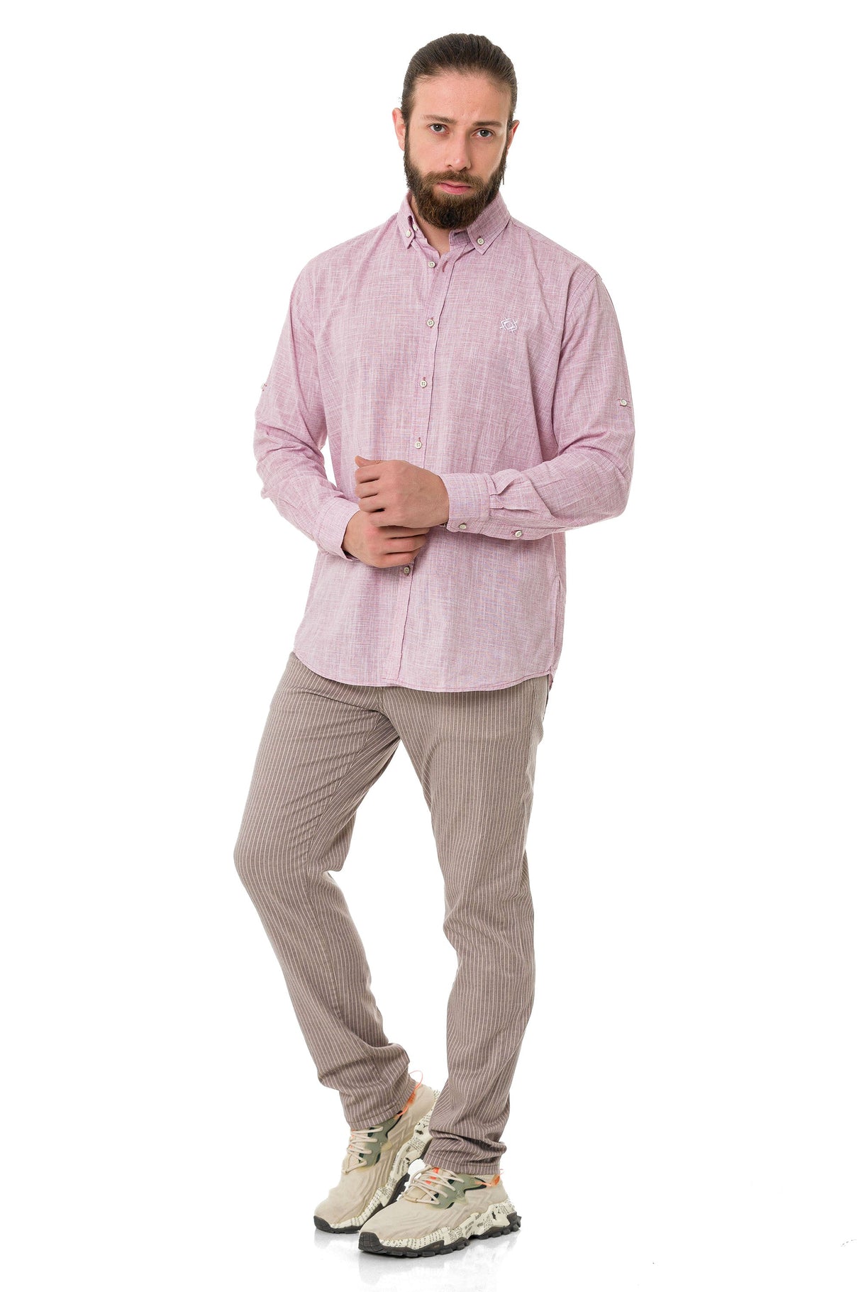 CH199 Men's long-sleeved shirt with a trendy classic look