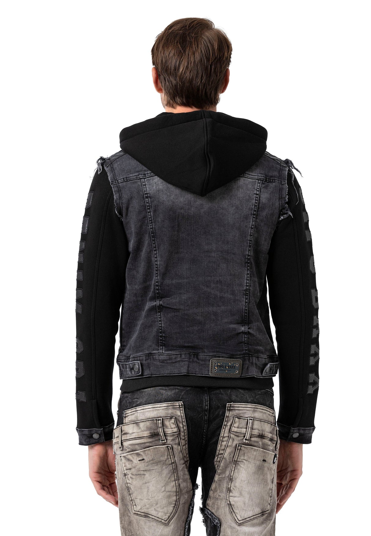 CJ155 Denim jacket, hooded sweatshirt in a western look