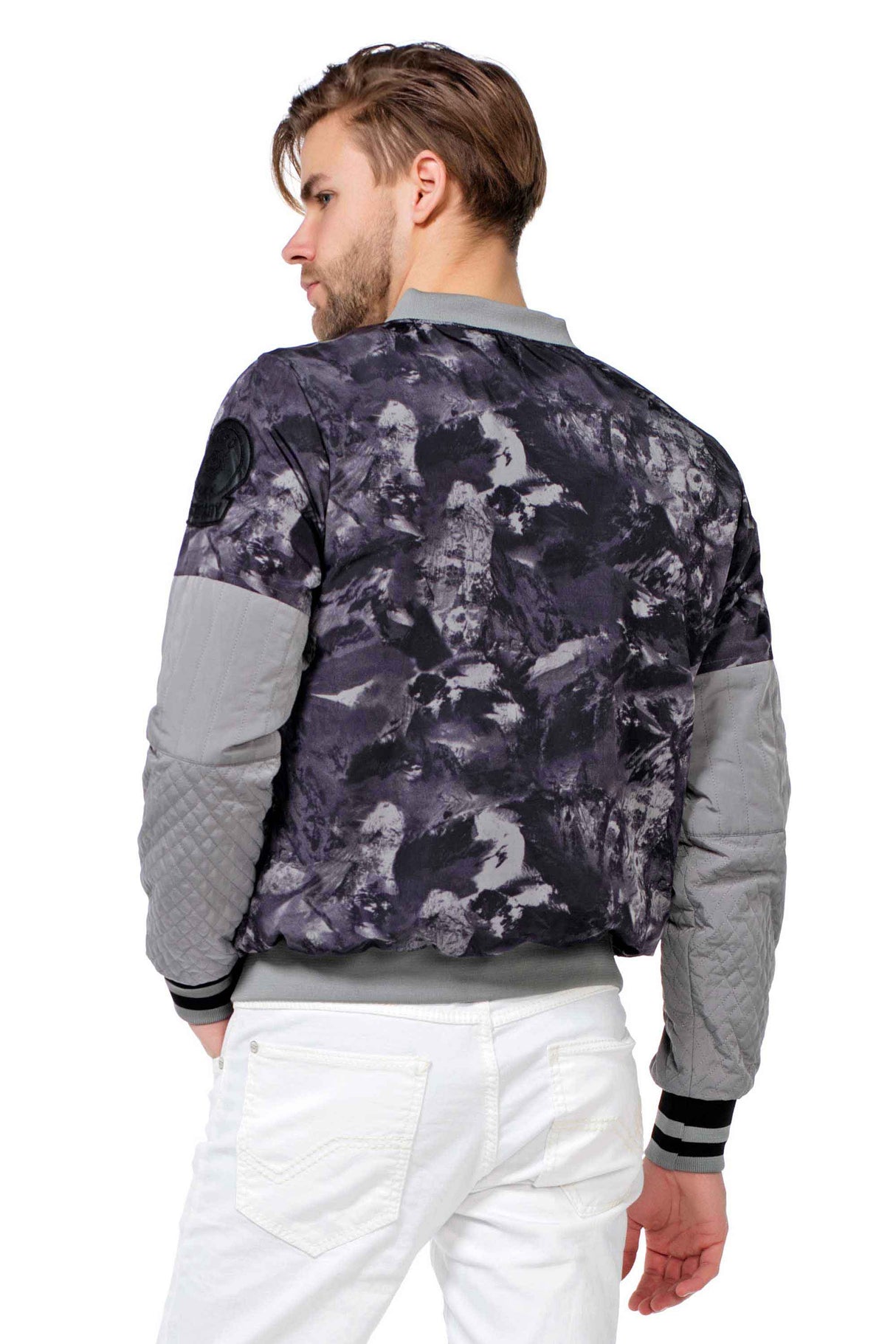 CJ210 Men's Transitional Jacket – Camouflage Design in Grey with Textured Mix & Urban Look | Lightweight Jacket for Spring & Autumn
