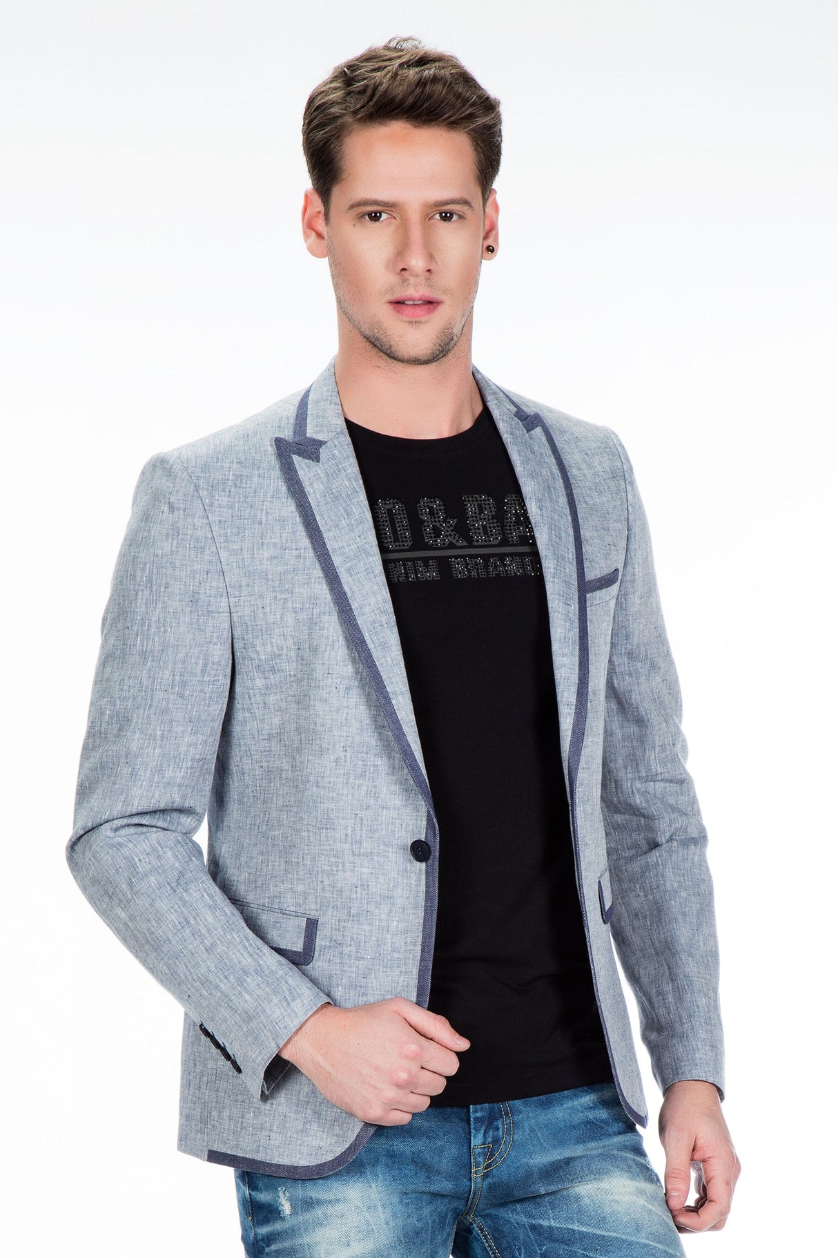 CJ222 Men's Blazer – Stylish contrast in light blue & navy