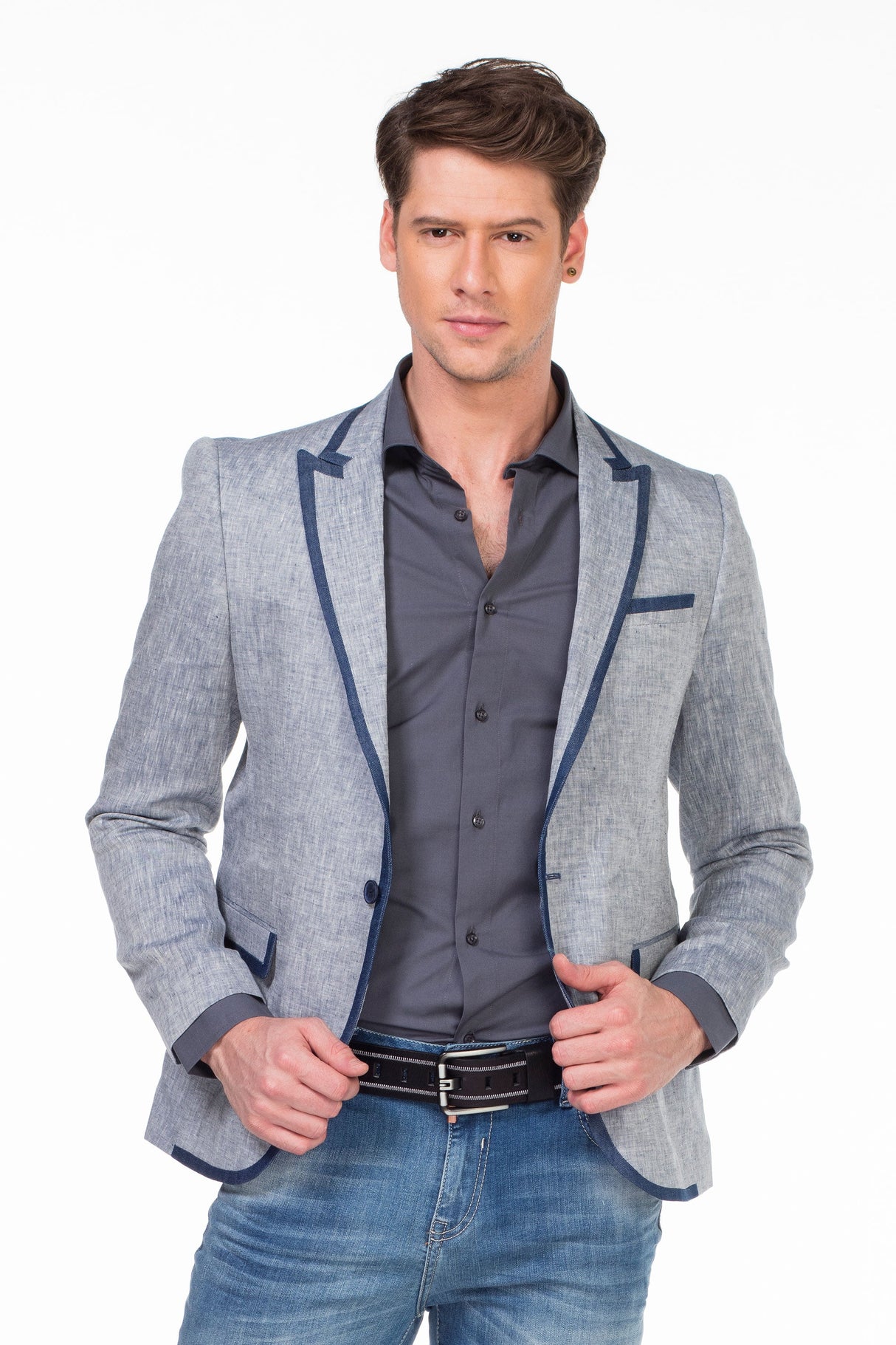 CJ222 Men's Blazer – Stylish contrast in light blue & navy