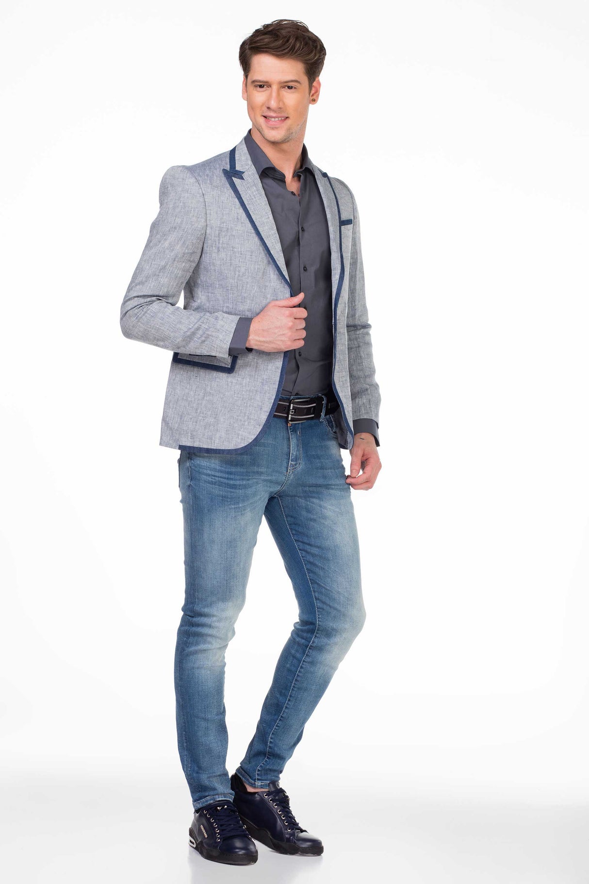 CJ222 Men's Blazer – Stylish contrast in light blue & navy