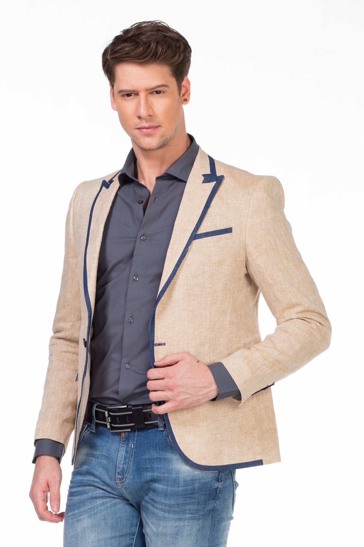 CJ222 Men's Blazer – Stylish contrast in light blue & navy