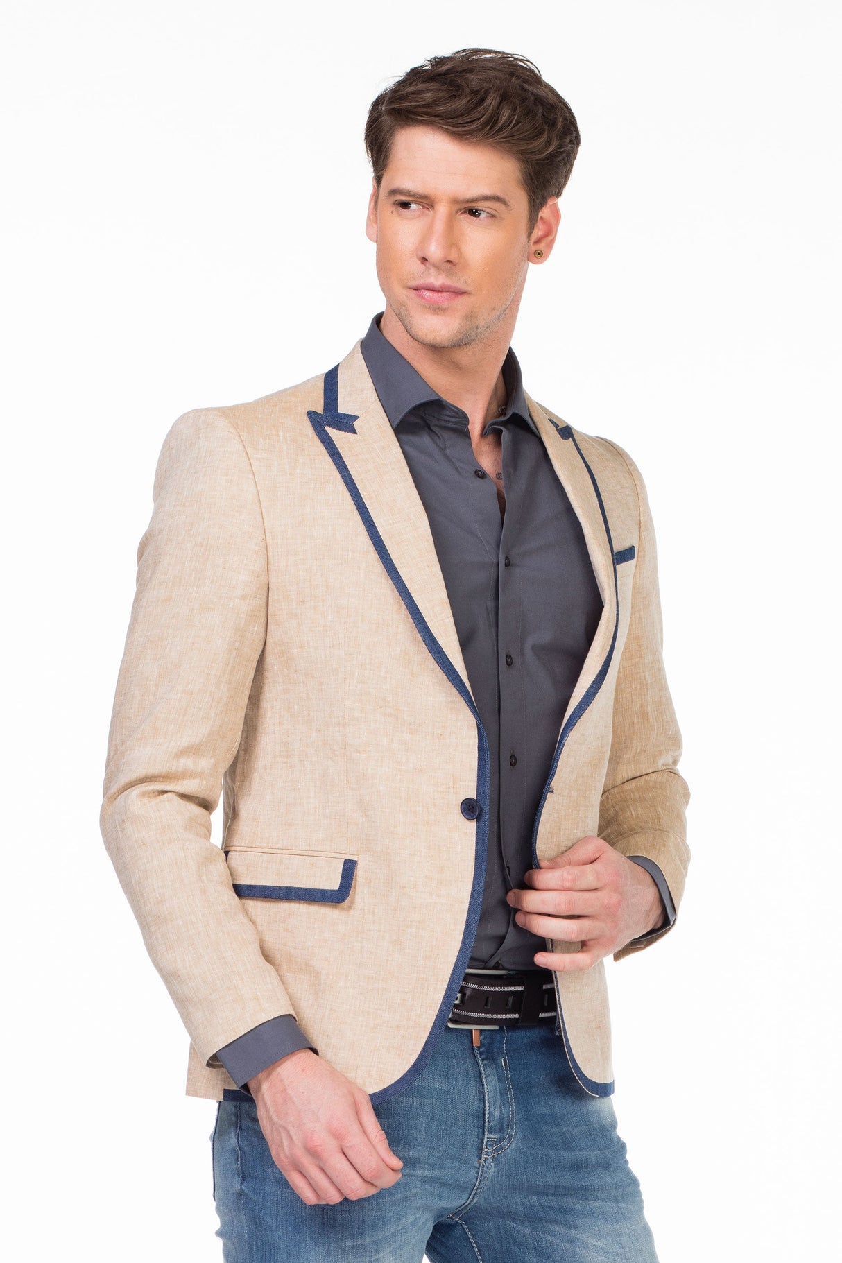 CJ222 Men's Blazer – Stylish contrast in light blue & navy