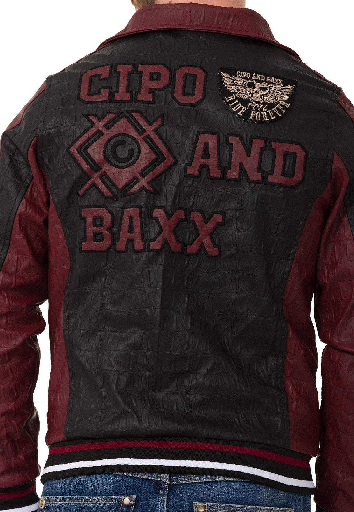 CJ284 Men's faux leather jacket with hood in a cool look